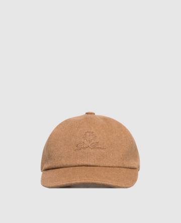 Коричневая кепка из кашемира вышивкой логотипа