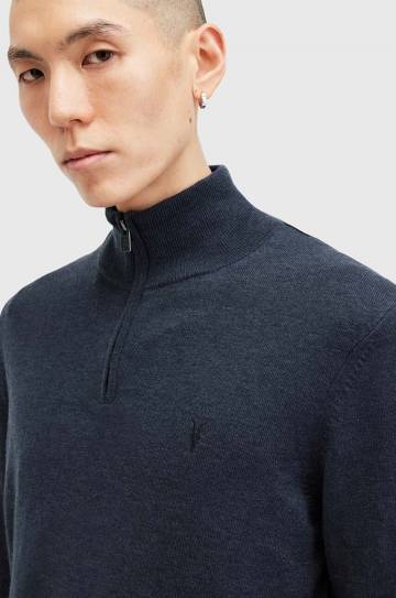 Свитер с шерстью AllSaints KILBURN ZIP FUNNEL цвет чёрный M082KB Свитер с шерстью AllSaints KILBURN ZIP FUNNEL цвет чёрный M082KB