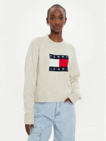 Tommy Jeans Светр Flag DW0DW18681 Бежевий Relaxed Fit Tommy Jeans Светр Flag DW0DW18681 Бежевий Relaxed Fit