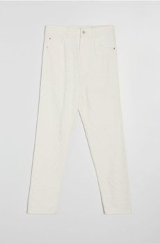 Джинси mom fit з ефектом лазерних потертостей - кремовий