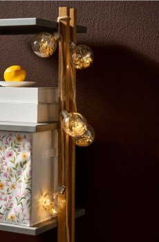 LED гірлянда з сухими квітами - бежевий