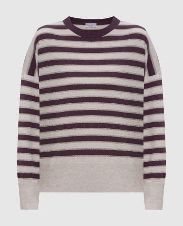 Бежевый джемпер из кашемира в полоску Бежевый джемпер из кашемира в полоску