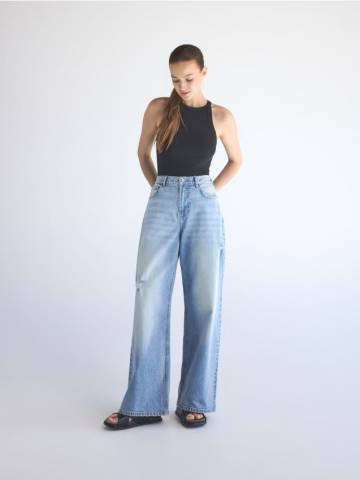 Reserved - Потерті джинси широкого крою - синій - 521GE-50J Reserved - Потерті джинси широкого крою - синій - 521GE-50J