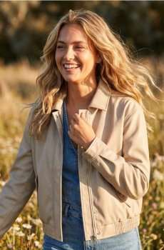 Куртка бомбер - бежевий