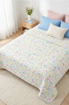 Покривало на ліжко з квітковим візерунком - різнобарвний
