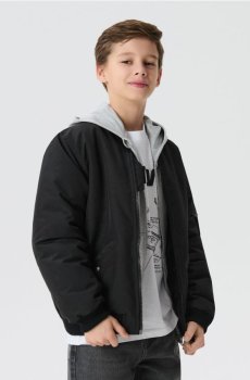 Бомбер куртка з кишенями - чорний