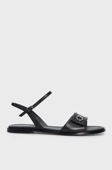 Женские черные кожаные сандалии FLAT SANDAL RELOCK LTH Черный 36 Calvin Klein HW0HW01942
