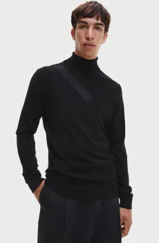 Мужской черный шерстяной гольф Черный XXL Calvin Klein K10K110420