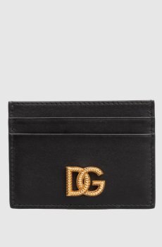 Черный кожаный картхолдер с монограммой