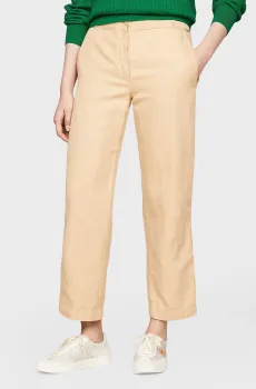 Женские бежевые брюки COTTON LINEN SLIM STRAIGHT Бежевый M Tommy Hilfiger WW0WW41351