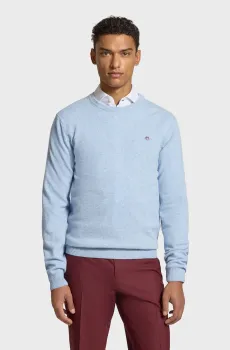 Мужской голубой шерстяной джемпер SUPERFINE Голубой M Gant 87211