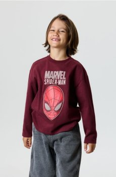 Бавовняна oversize футболка з принтом Spider-Man - бордовий
