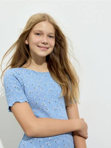 Reserved - Cукня з квітковим принтом - світло-блакитний - 227FW-50X