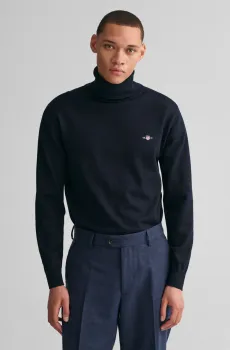 Мужской темно-синий гольф CLASSIC COTTON ROLLERNECK Синий L Gant 8030563
