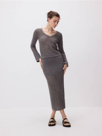 Reserved - Трикотажна максіcпідниця - коричневий - 476EB-88M