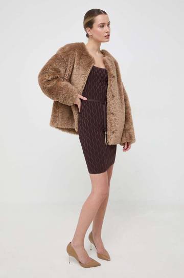 Платье Guess цвет коричневый mini облегающее Платье Guess цвет коричневый mini облегающее