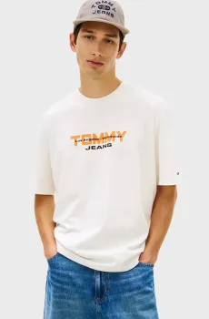 Мужская белая футболка BLOCK Белый XL Tommy Jeans DM0DM22550