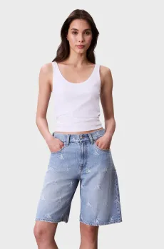 Женские голубые джинсовые шорты с узором RELAXED BERMUDA Голубой 29 Calvin Klein Jeans LV047C784G