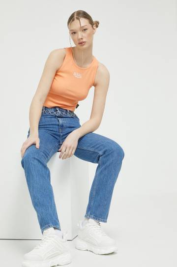Топ Von Dutch женский цвет оранжевый Топ Von Dutch женский цвет оранжевый
