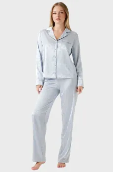 Женская голубая пижама с узором (рубашка, брюки) Голубой M Guess O5BX05.W4732;FBCW