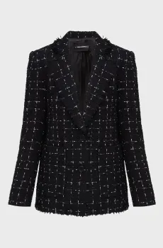 Женский черный шерстяной твидовый жакет boucle Черный 38 Karl Lagerfeld A4W14033