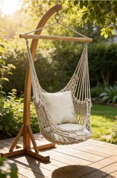 Садова гойдалка з подушкою - кремовий