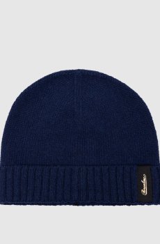 Синяя шапка из кашемира с логотипом