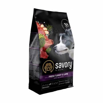 Сухой корм для собак средних пород Savory Medium Breed Fresh Turkey & Lamb со свежим мясом индейки и ягненка, 3 кг Сухой корм для собак средних пород Savory Medium Breed Fresh Turkey & Lamb со свежим мясом индейки и ягненка, 3 кг