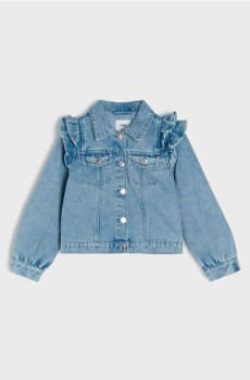 Джинсова куртка з воланами - синій