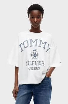 Женская белая футболка VARSITY Белый M Tommy Hilfiger WW0WW50940