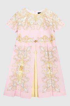 Детское розовое платье в принт