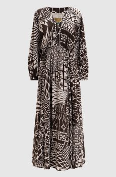 Коричневое платье макси FRANCISCO из шелка