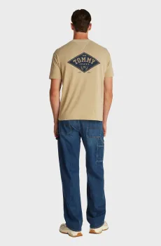Мужская бежевая футболка VARSITY Бежевый L Tommy Jeans DM0DM20806