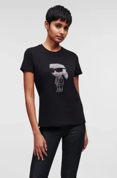 Женская черная футболка Черный XL Karl Lagerfeld 230W1770