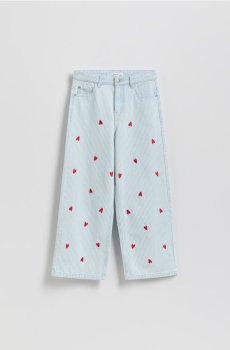 Reserved - Джинси wide leg з вишивкою - синій - 291HN-05J