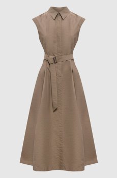 Коричневое платье-рубашка с цепочкой мониль