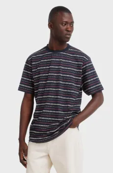 Мужская темно-синяя футболка в полоску Синий M SPRINGFIELD 7122315