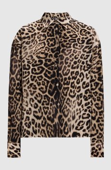 Бежевая блуза из шелка в принт