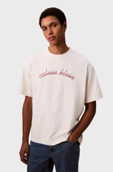 Мужская белая футболка CENTER CHAIN STITCH Белый XXL Calvin Klein Jeans LV04RC225G