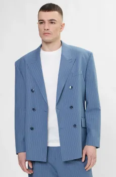 Мужской голубой пиджак в полоску Голубой 54 HUGO 50554672;496