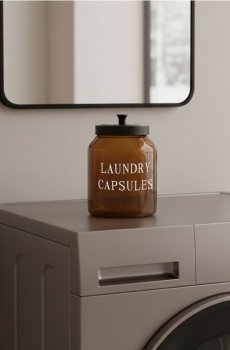 Скляна ємність із кришкою для пральних таблеток - коричневий