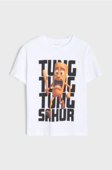 Футболка loose fit з принтом Brainrot - білий