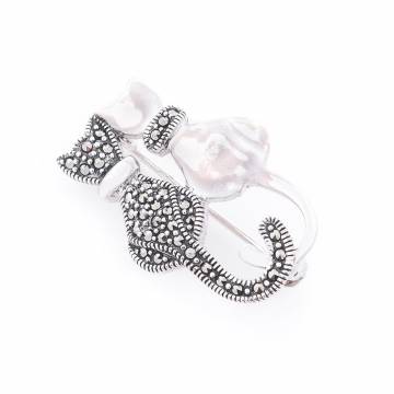 Серебряная брошь "Кошки" (пирит) 16130 Серебряная брошь "Кошки" (пирит) 16130