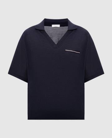 Синий топ с кашемиром и шелком