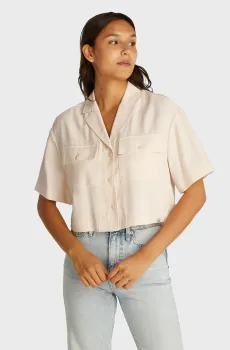 Женская бежевая рубашка ECOVERO Бежевый M Calvin Klein Jeans J20J225353