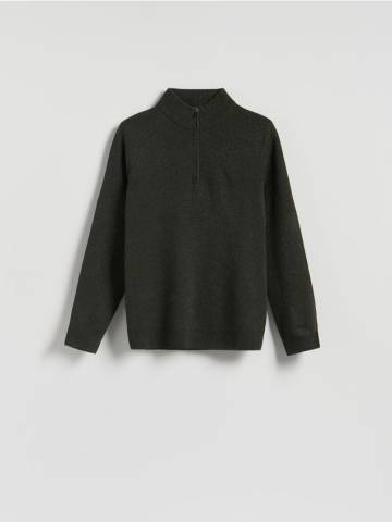 Reserved - Светр з коміром-гольф на блискавці - коричневувато-зелений - TA177-78M