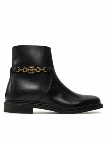 Tommy Hilfiger Ботильйони Th Chain Leather Low Bootie FW0FW08251 Чорний Tommy Hilfiger Ботильйони Th Chain Leather Low Bootie FW0FW08251 Чорний