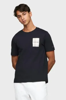 Мужская темно-синяя футболка MONOTYPE WOVEN LABEL TEE Синий M Tommy Hilfiger MW0MW35459