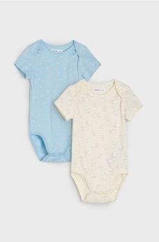 Бавовняне боді з принтом 2 pack - кремовий