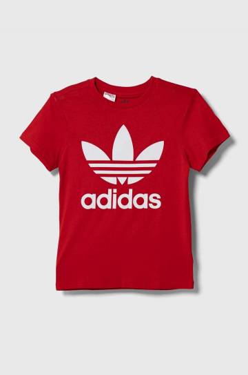 Хлопковая футболка adidas Originals TREFOIL цвет красный с принтом Хлопковая футболка adidas Originals TREFOIL цвет красный с принтом